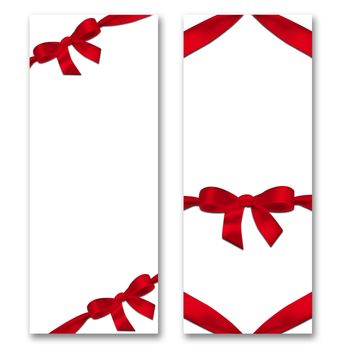 Card with ribbon and bow. The concept of Valentine's Day