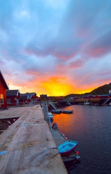 Morning sunrise on the Norwegian island Skrova