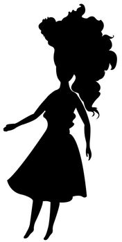 a doll with long hair, silhouette vector