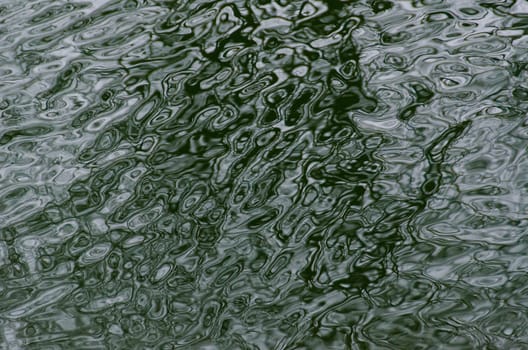 Complex green water ripple background pattern with shadow from a tree in winter