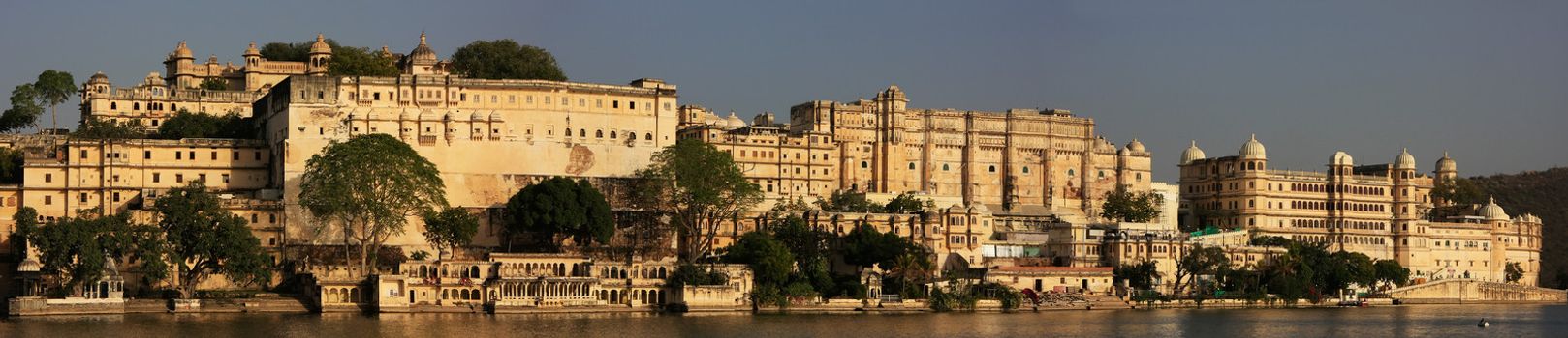 Panorama of City Palace complex, Udaipur, Rajasthan, India