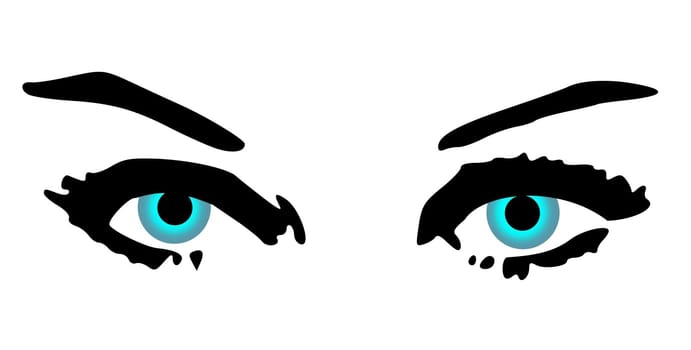 Illustrated blue female eyes
