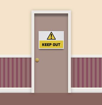 Illustration of a door with a keep out sign