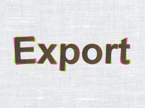 Business concept: CMYK Export on linen fabric texture background, 3d render