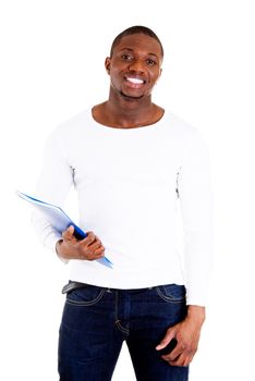 Young student man,isolated on a white background