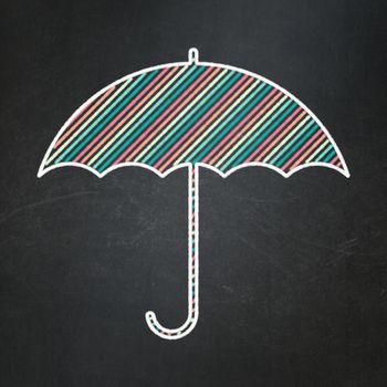 Safety concept: Umbrella icon on Black chalkboard background, 3d render