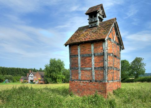 Timber-frame and brick dovecote, Hanbury, Worcestershire, England.