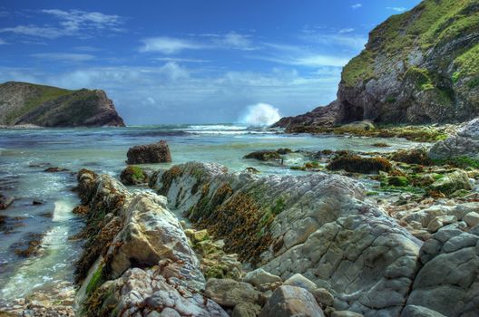 Lulworth Cove, part of the Jurassic Coastline, Dorset, England.