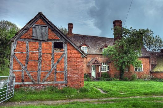 Timber-framed and brick farmhouse, Worcestershire, England.