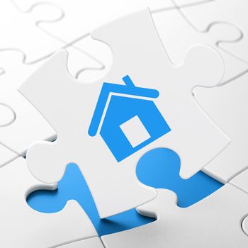Business concept: Home on White puzzle pieces background, 3d render