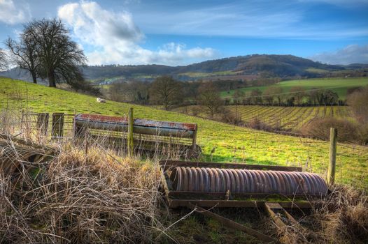 Farmland at Upper Ridney, Eardiston, Worcestershire, England.