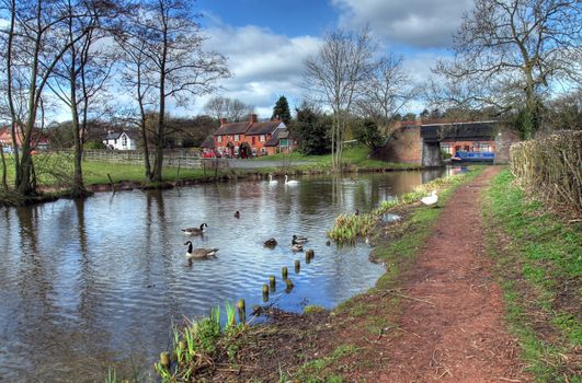 The Worcestershire and Birmingham Canal, Withybed Green, Alvechurch, Worcestershire, England.