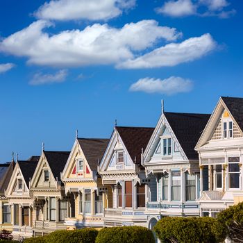 San Francisco Victorian houses in Alamo Square at California USA