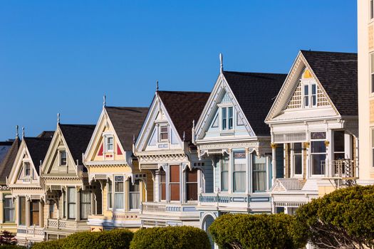 San Francisco Victorian houses in Alamo Square at California USA