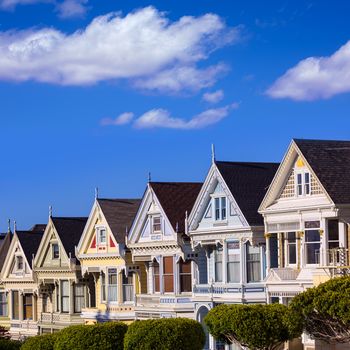 San Francisco Victorian houses in Alamo Square at California USA