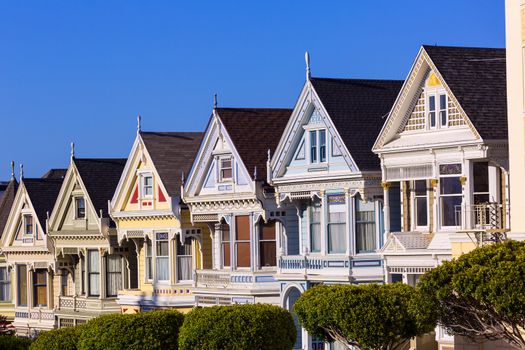 San Francisco Victorian houses in Alamo Square at California USA