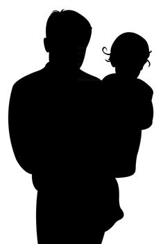 father and baby girl together, silhouette vector