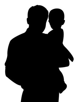 father and baby girl together, silhouette vector