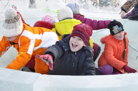 Winter children's entertainments. Ice bowl