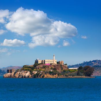 Alcatraz island penitentiary in San Francisco Bay California USA view from Pier 39