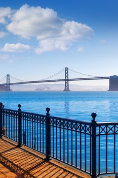 San Francisco Bay bridge from pier 7 in California USA