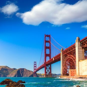 San Francisco Golden Gate Bridge GGB from Marshall beach in California USA