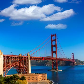 Golden Gate Bridge San Francisco from Presidio in California USA