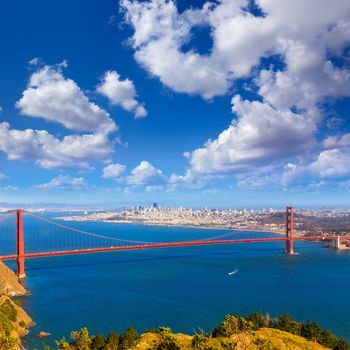 Golden Gate Bridge San Francisco GGB from Marin headlands in California USA