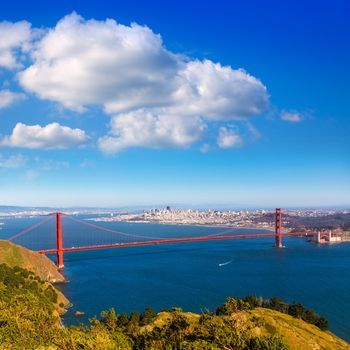 Golden Gate Bridge San Francisco GGB from Marin headlands in California USA