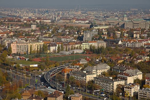 City view over Budapest from a high viewpoint