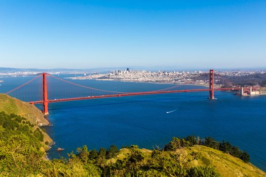 San Francisco Golden Gate Bridge GGB from Marin headlands in California USA