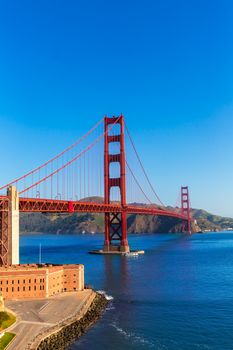 Golden Gate Bridge San Francisco from Presidio in California USA