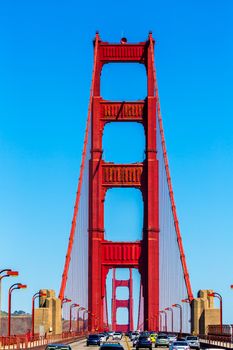 Golden Gate Bridge traffic in San Francisco California USA