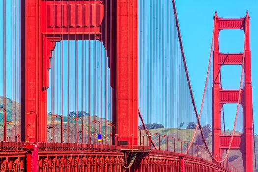 Golden Gate Bridge details in San Francisco California USA