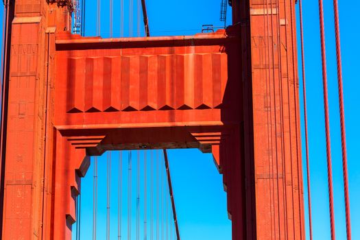 Golden Gate Bridge details in San Francisco California USA