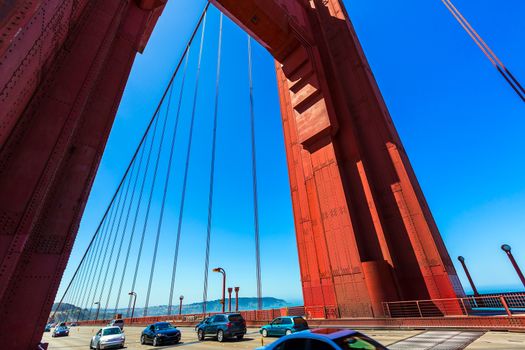 Golden Gate Bridge traffic in San Francisco California USA