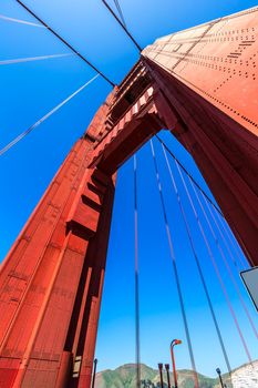 Golden Gate Bridge details in San Francisco California USA