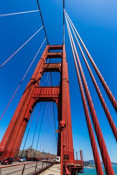 Golden Gate Bridge details in San Francisco California USA