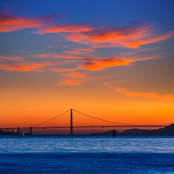 Golden Gate bridge sunset in San Francisco California USA