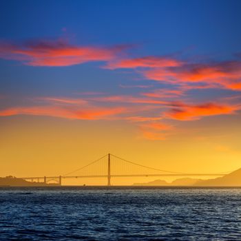 Golden Gate bridge sunset in San Francisco California USA