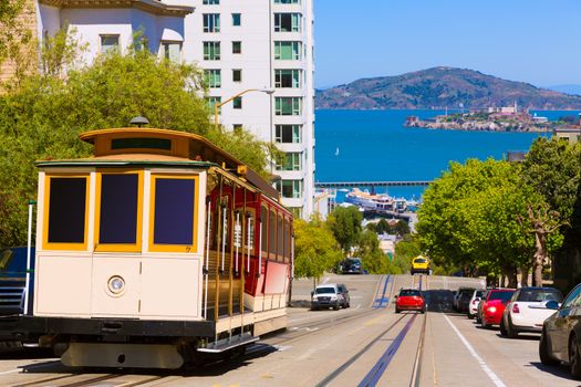 San francisco Hyde Street Cable Car Tram of the Powell-Hyde in California USA