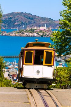 San francisco Hyde Street Cable Car Tram of the Powell-Hyde in California USA