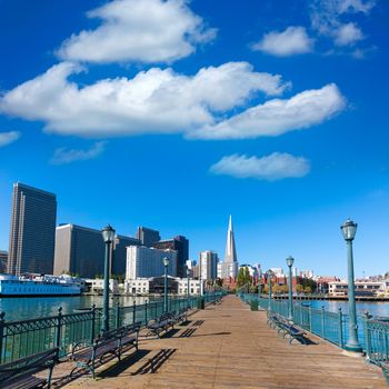 San Francisco downtown from pier 7 in California USA