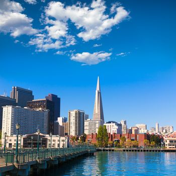 San Francisco downtown from pier 7 in California USA