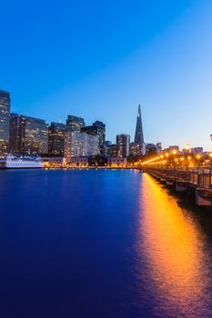 San Francisco Pier 7 sunset in California USA