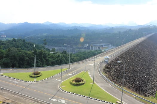 Rajjaprapha Dam Hydro Power Plant Dam with good scenary in Thailand