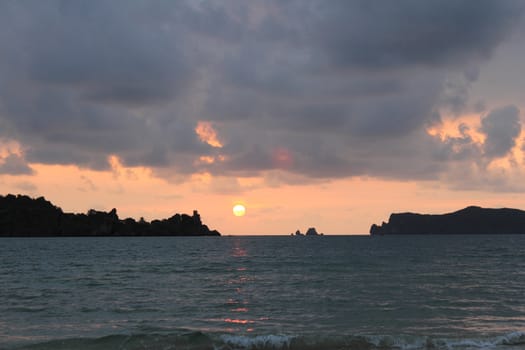 Sunset over the sea in Thailand