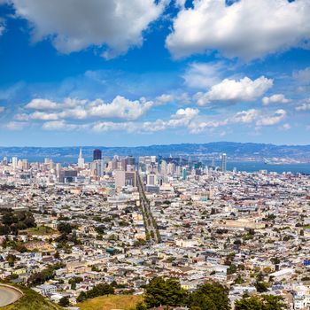 San Francisco skyline from Twin Peaks in California USA high angle view