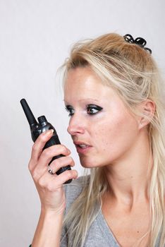 Woman with a walkie-talkie