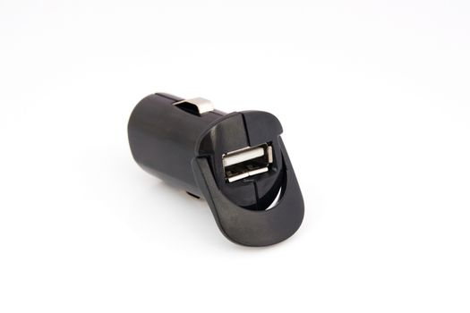 USB car charger isolated on white